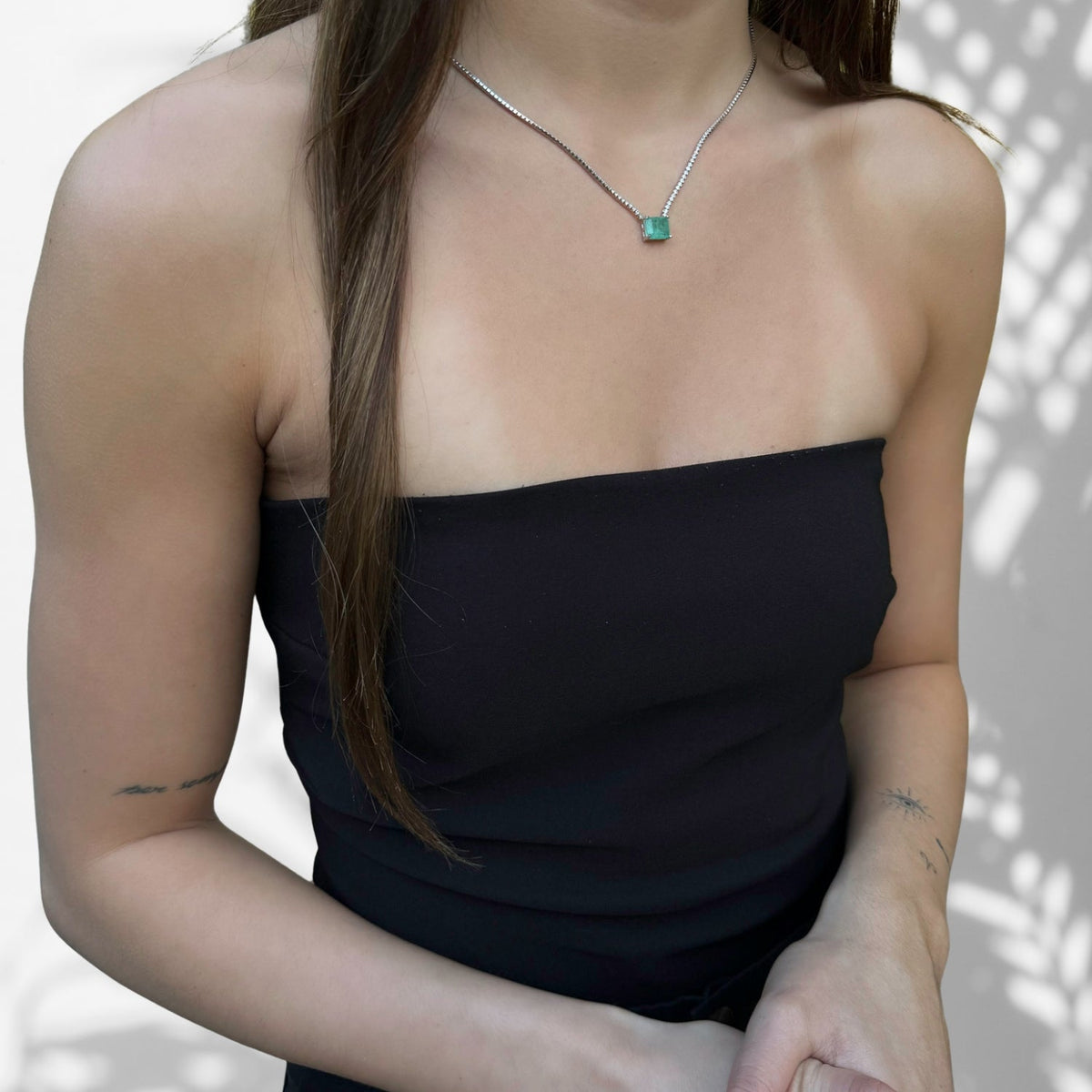 Handcrafted Square Paraiba Tourmaline Pendant Necklace with Diamond Tennis Chain for Timeless Beauty
