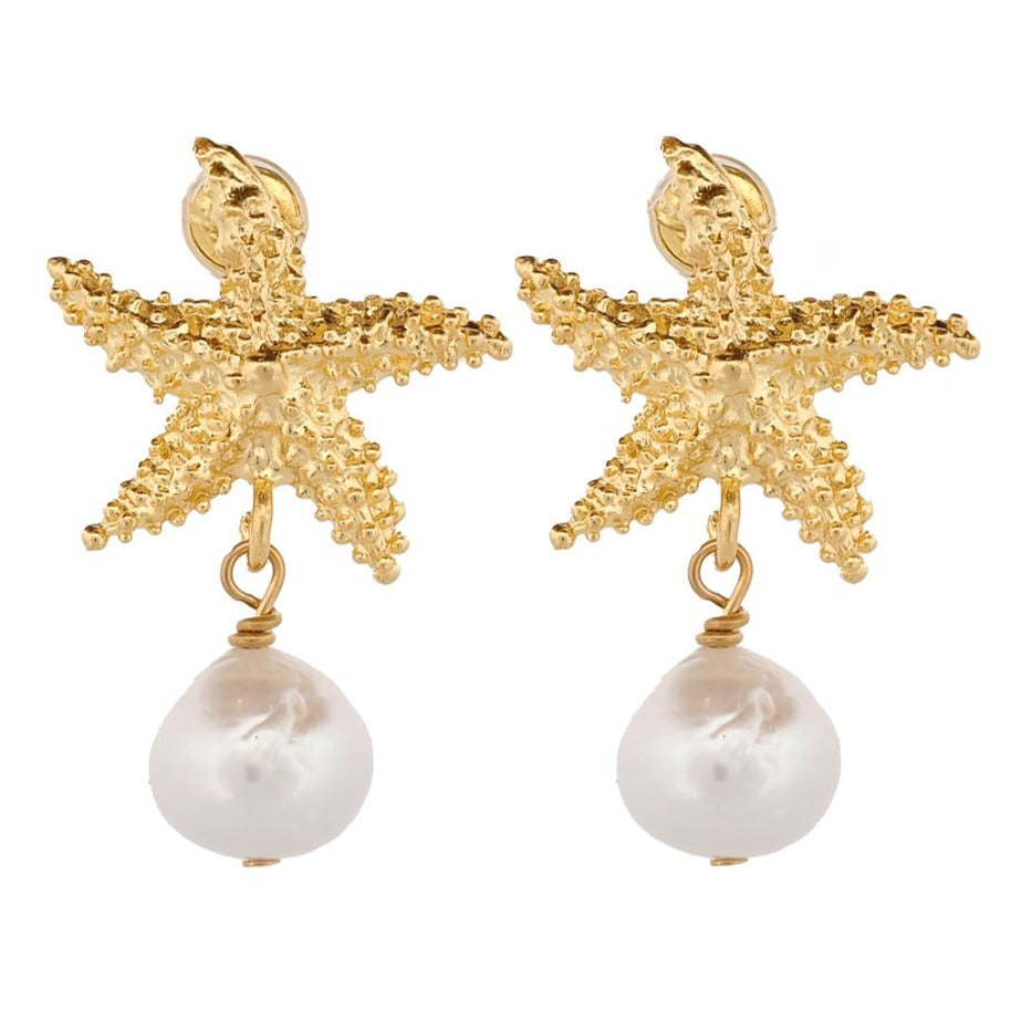 EBRU JEWELRY - Starfish Gold & Pearl Earrings, buy at DOORS NYC