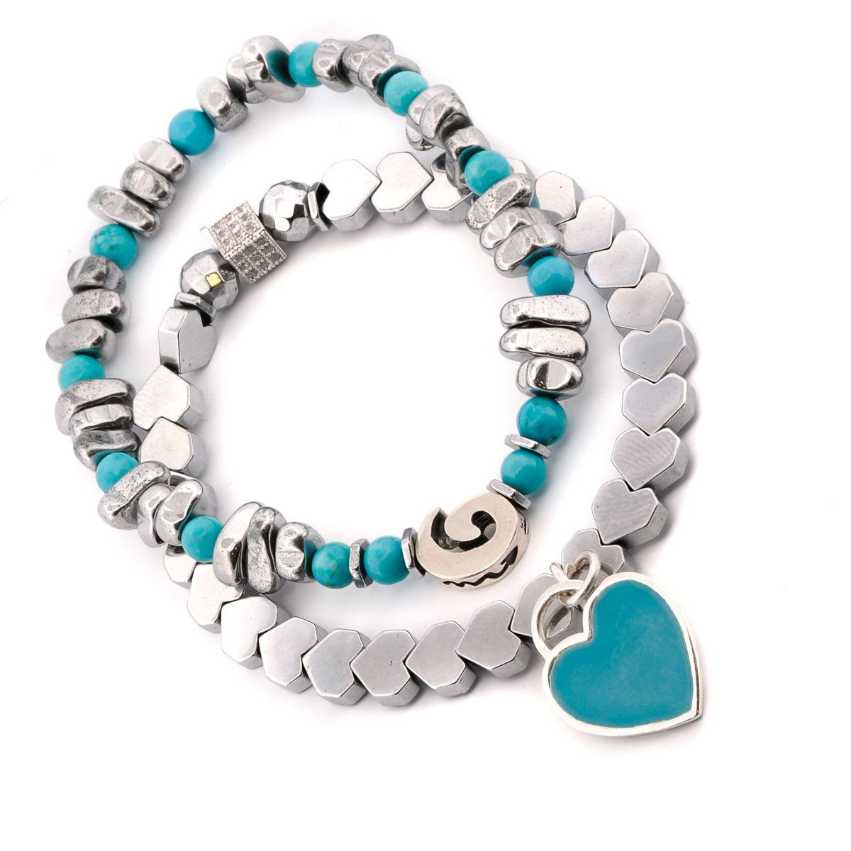 Handcrafted Silver Charm Bracelet Set