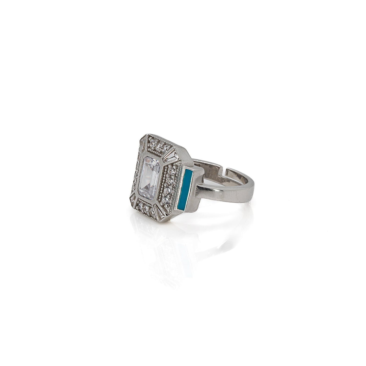 Captivating Diamond & Enamel Ring - Adjustable and Stylish