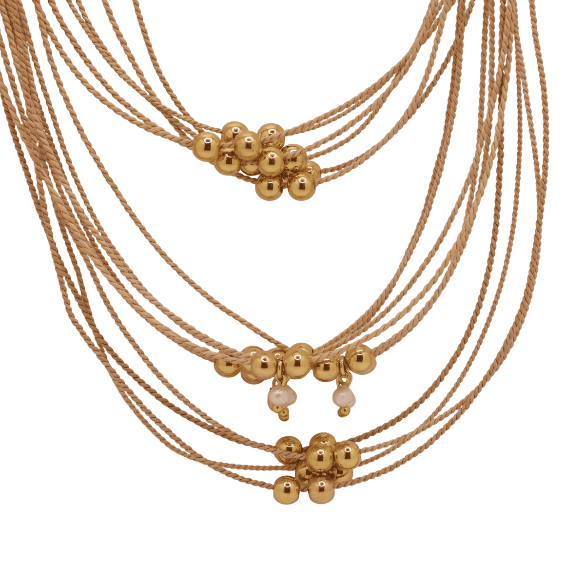 NART balls layers buriti fiber necklace alternate view, handmade beaded necklace, buy at DOORS NYC