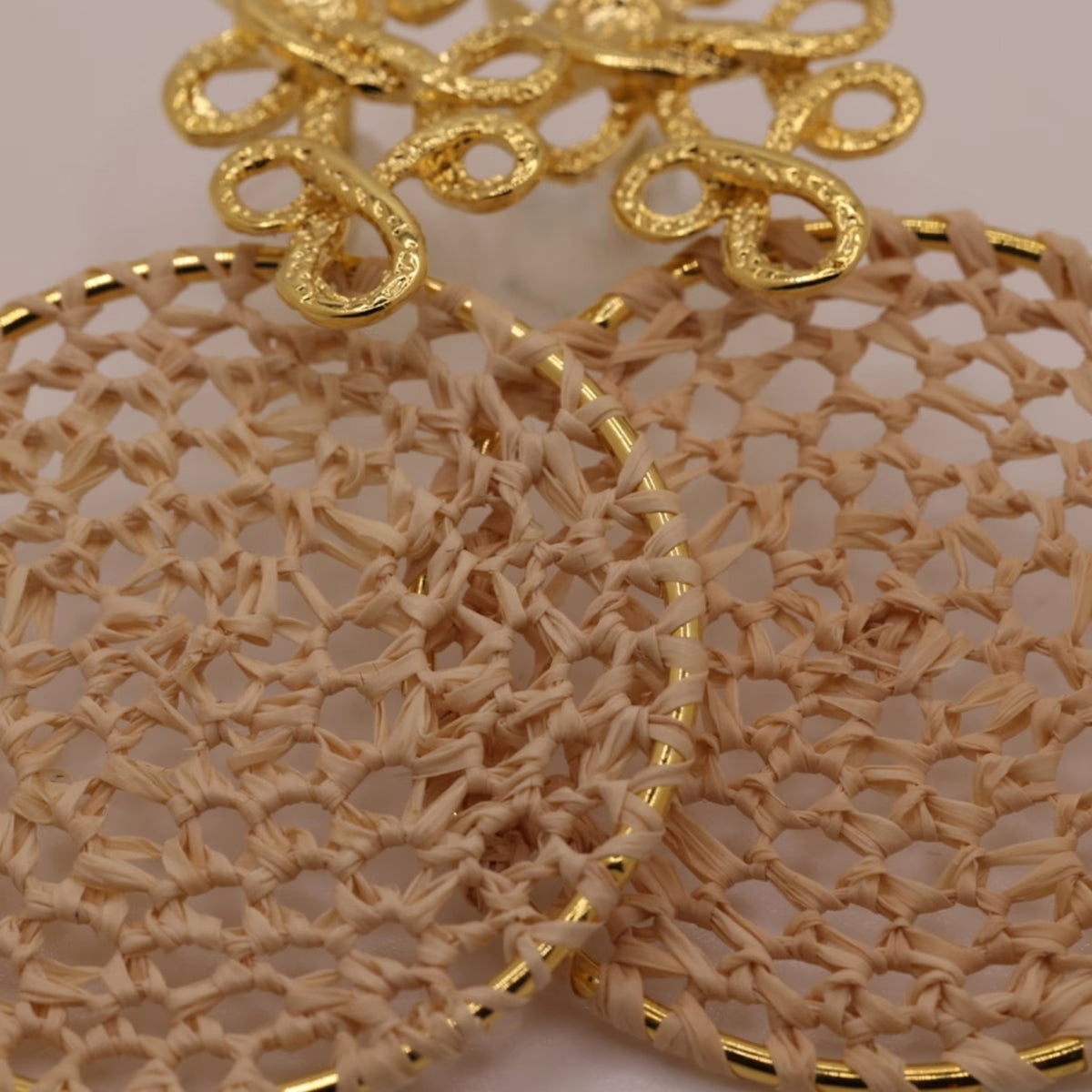 NART buriti lace earrings, handmade Brazilian women's fiber earrings, view 1, buy at DOORS NYC