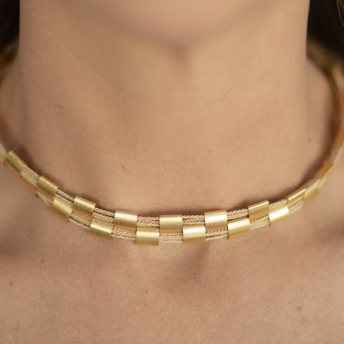 NART chain buriti fiber necklace styled look, women's natural fiber necklace, buy at DOORS NYC