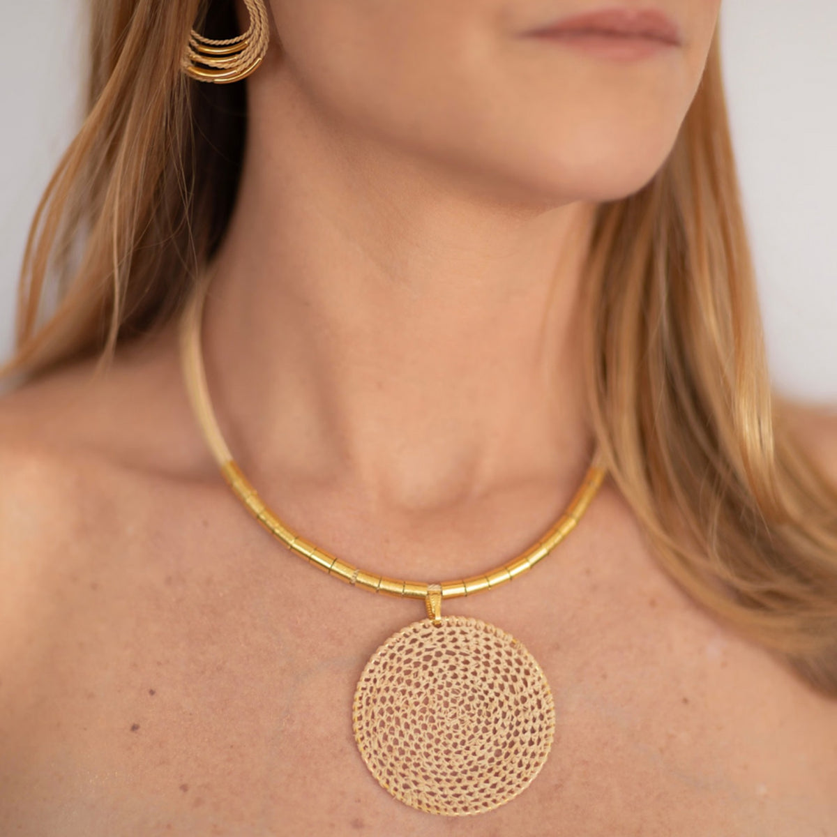 NART dream catcher buriti necklace styled look, buy at DOORS NYC
