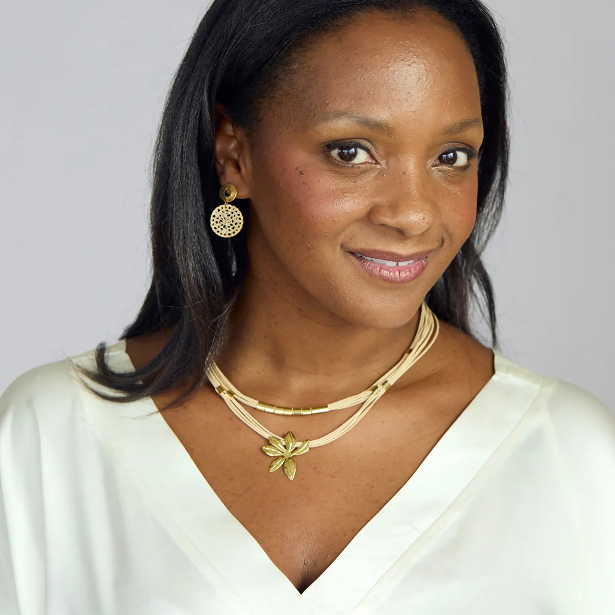 NART flower buriti necklace outfit look, buy at DOORS NYC