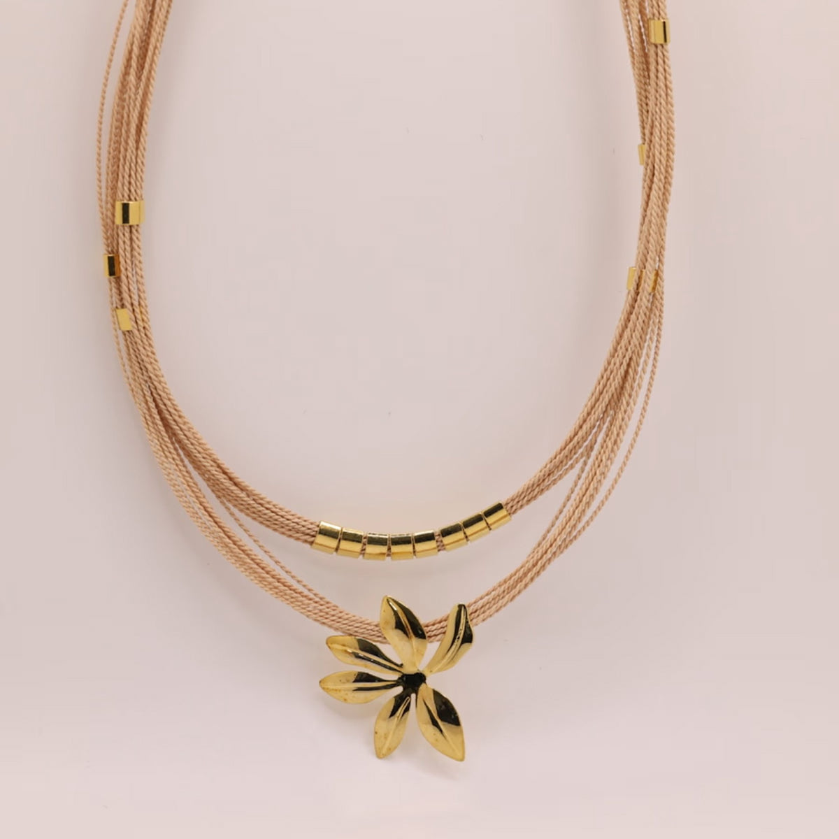 NART flower buriti fiber necklace, view 2, buy at DOORS NYC