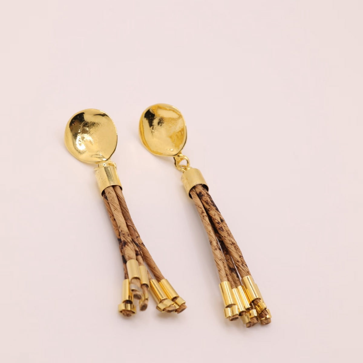 NART golden shower banana fiber earrings, view 3, buy at DOORS NYC