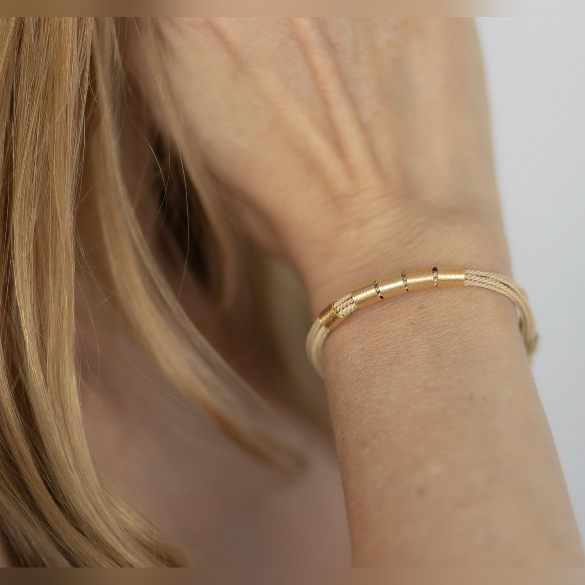 NART rings buriti fiber bracelet styled look, women's Brazilian jewelry, buy at DOORS NYC