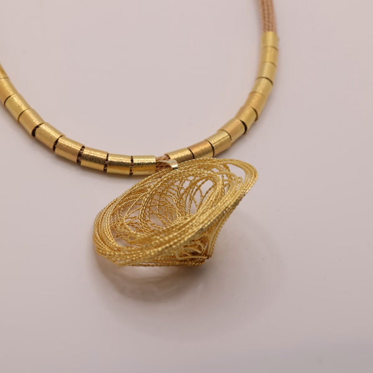 NART rose buriti fiber necklace, view 3, buy at DOORS NYC