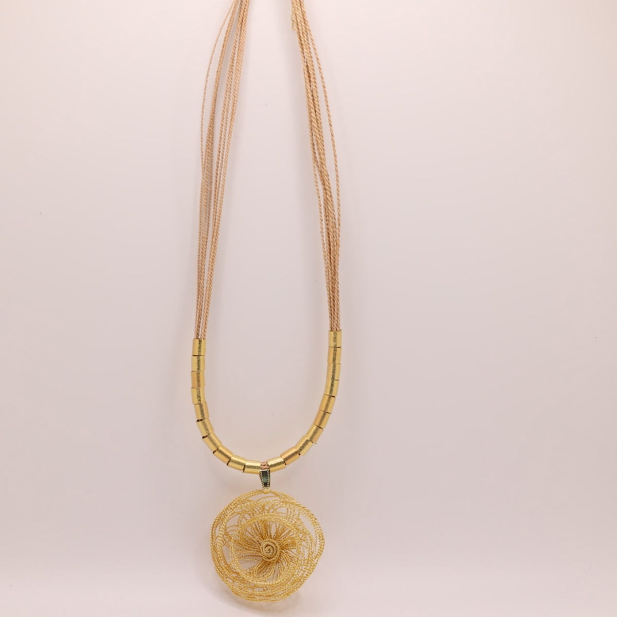 NART rose buriti fiber necklace, view 4, buy at DOORS NYC