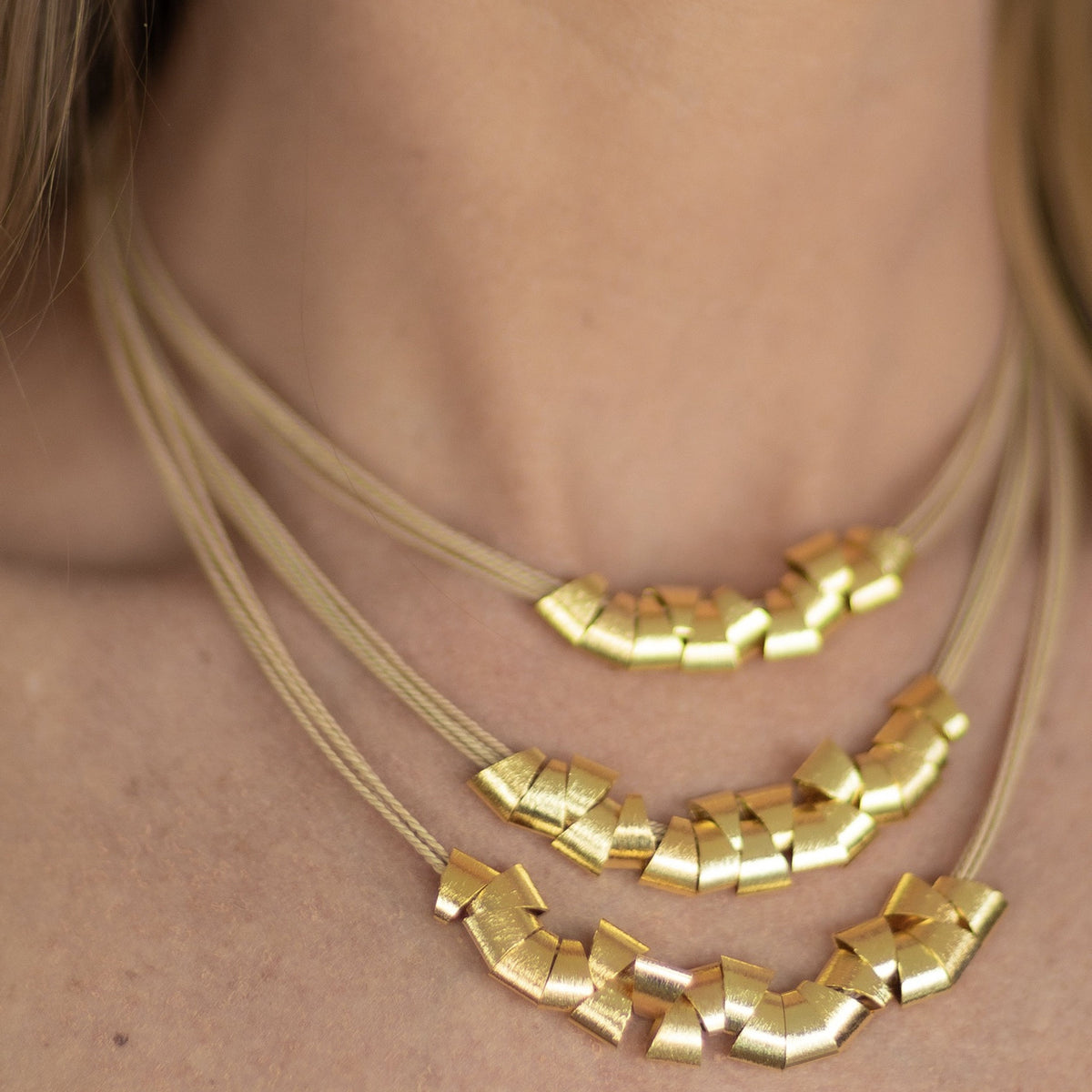 NART stones layers buriti fiber necklace styled look, women's Brazilian jewelry, buy at DOORS NYC