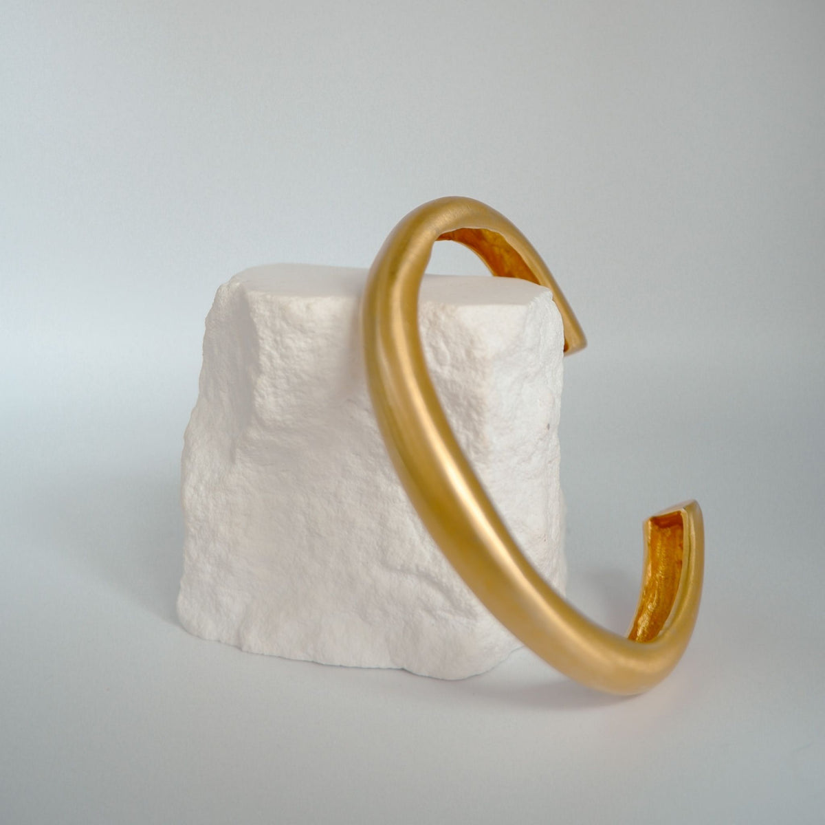 LINYA JEWELRY - Thick Asymmetric Matte Gold Bracelet , buy at DOORS NYC
