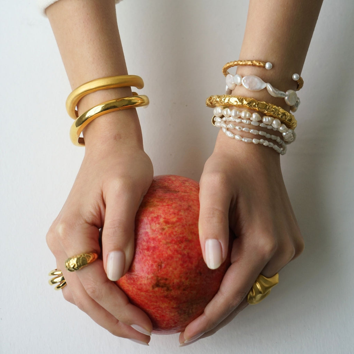 LINYA JEWELRY - Thick Asymmetric Matte Gold Bracelet , buy at DOORS NYC