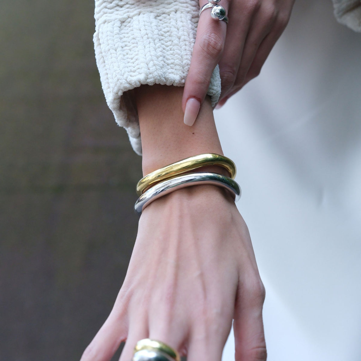 LINYA JEWELRY - Thick Asymmetric Silver Bracelet, buy at DOORS NYC