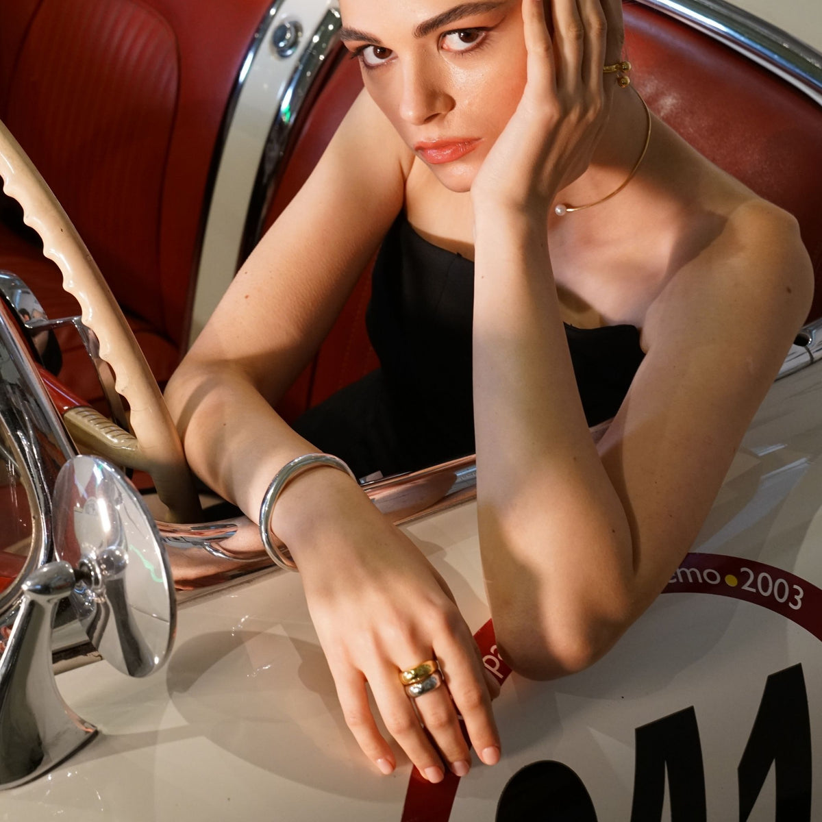 LINYA JEWELRY - Thick Asymmetric Silver Bracelet, buy at DOORS NYC