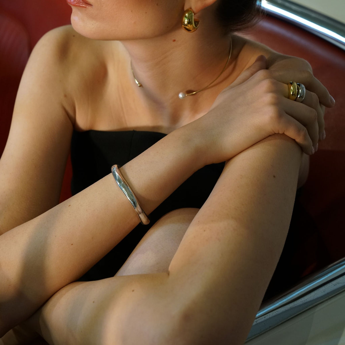 LINYA JEWELRY - Thick Asymmetric Silver Bracelet, buy at DOORS NYC