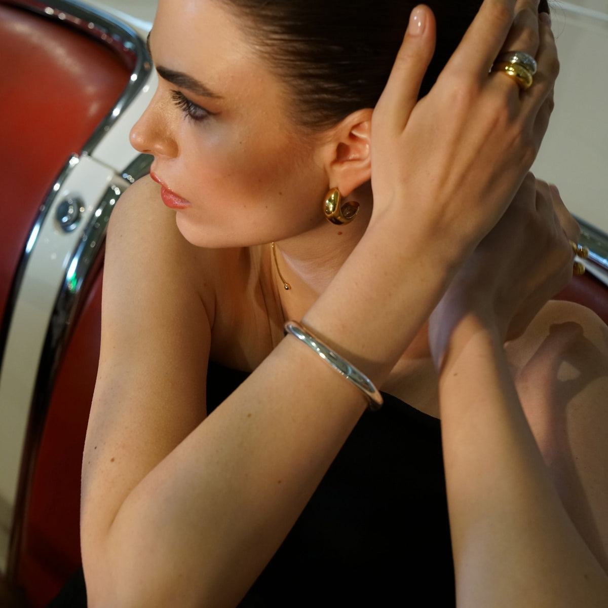 LINYA JEWELRY - Thick Asymmetric Silver Bracelet, buy at DOORS NYC