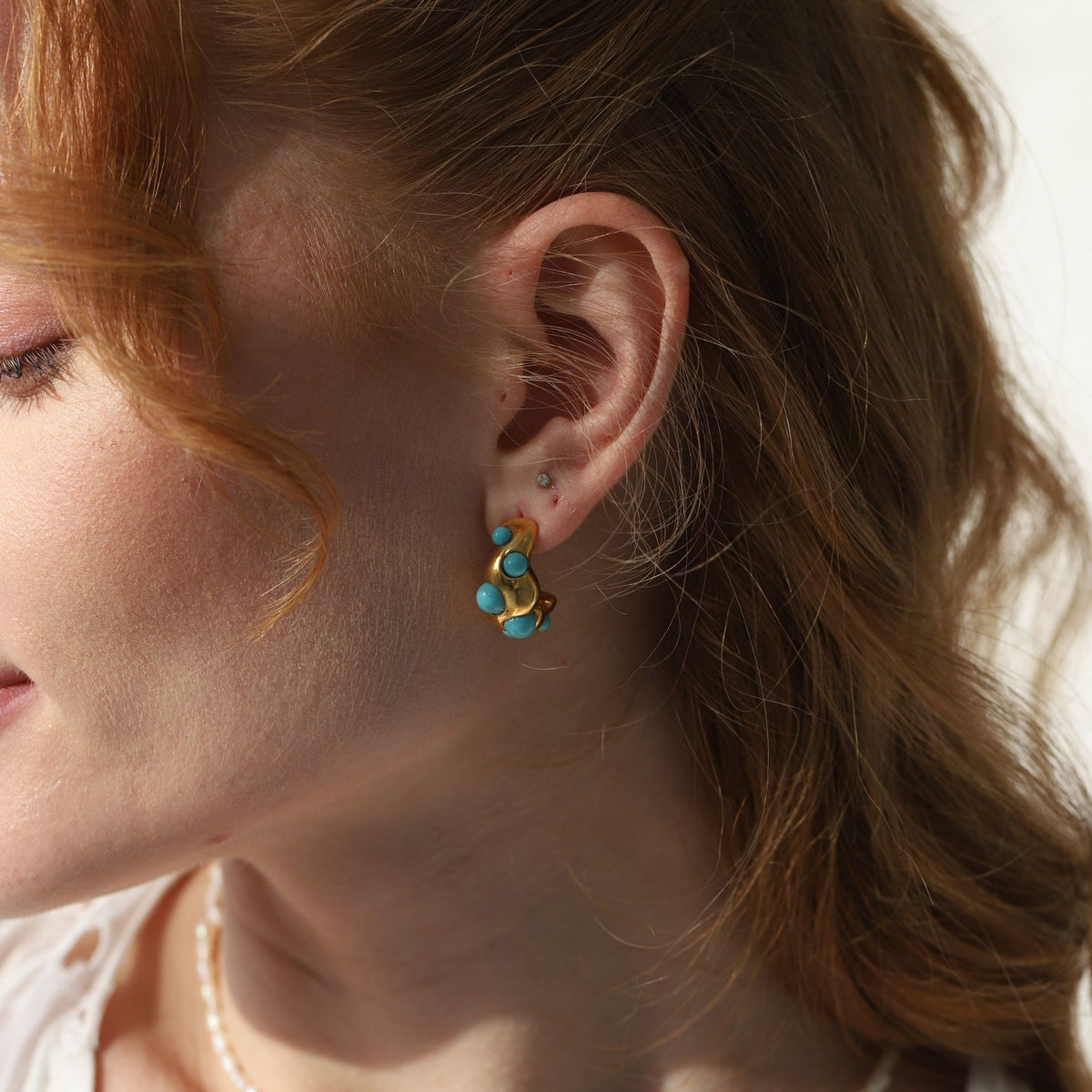 LINYA JEWELRY - Turquoise Hoop Earring, buy at DOORS NYC