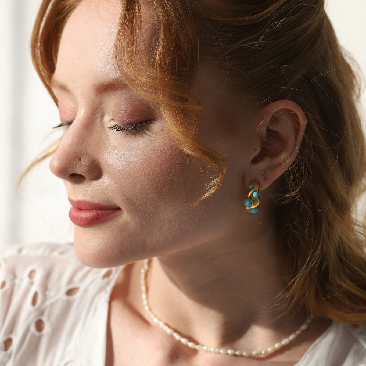 LINYA JEWELRY - Turquoise Hoop Earring, buy at DOORS NYC