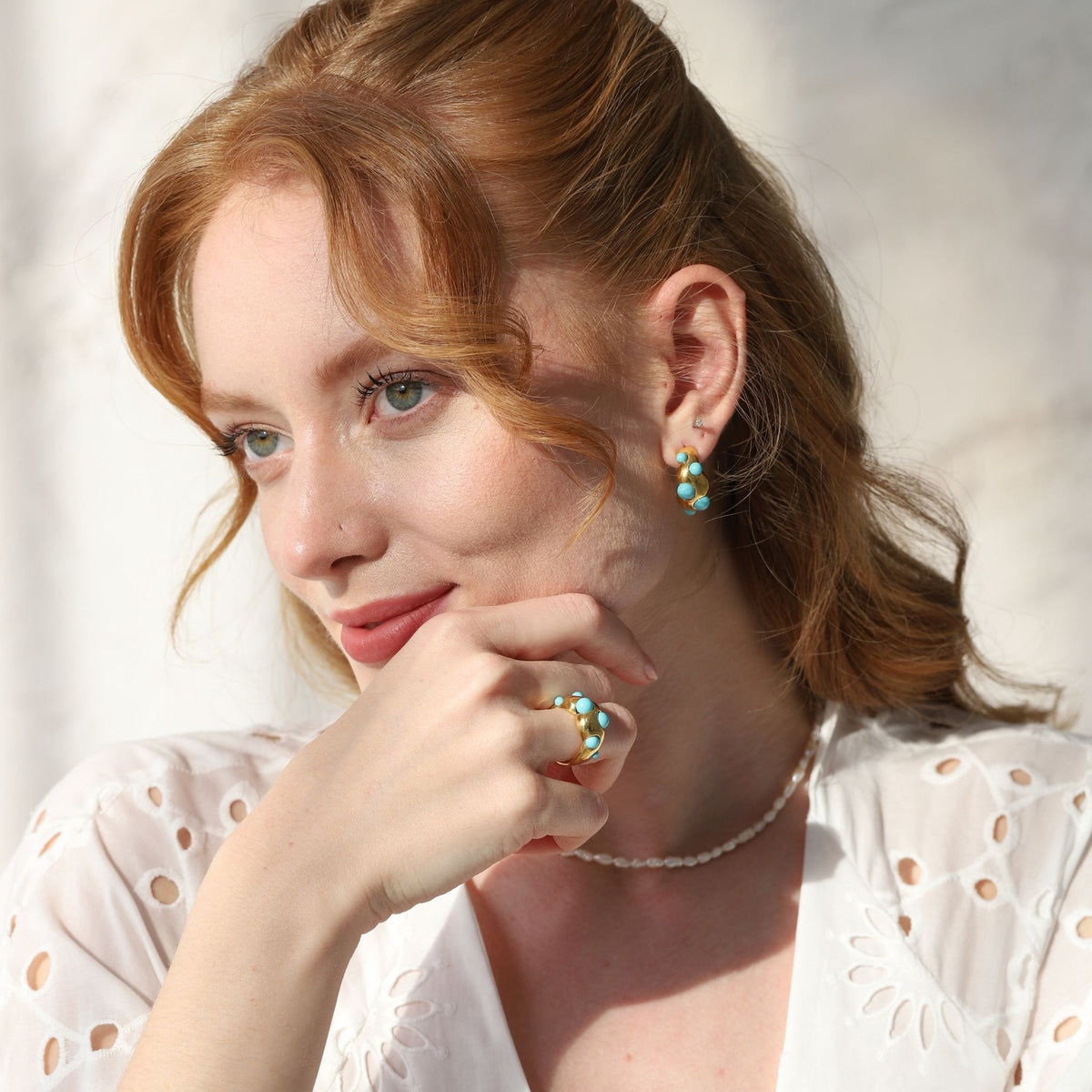 LINYA JEWELRY - Turquoise Hoop Earring, buy at DOORS NYC