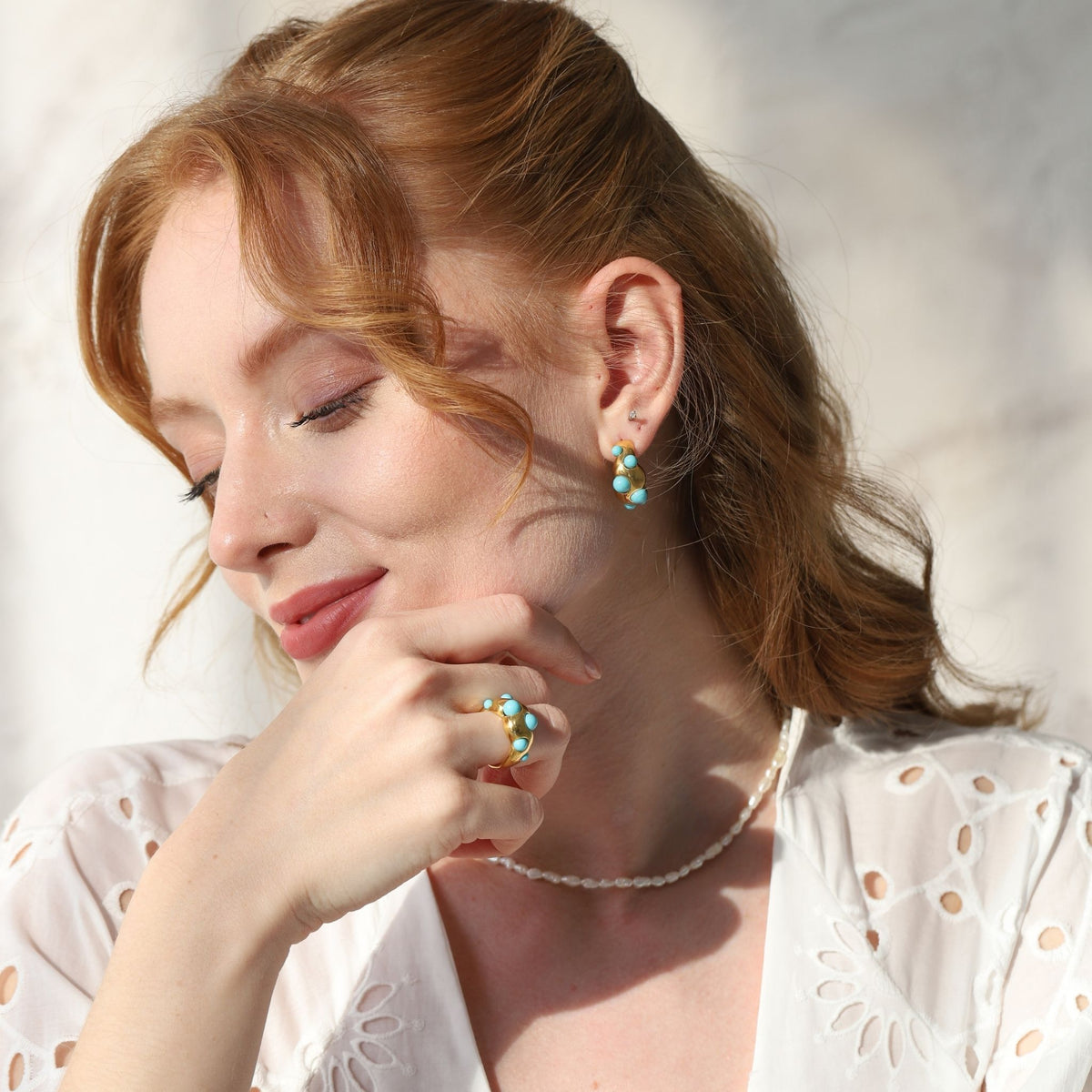 LINYA JEWELRY - Turquoise Hoop Earring, buy at DOORS NYC