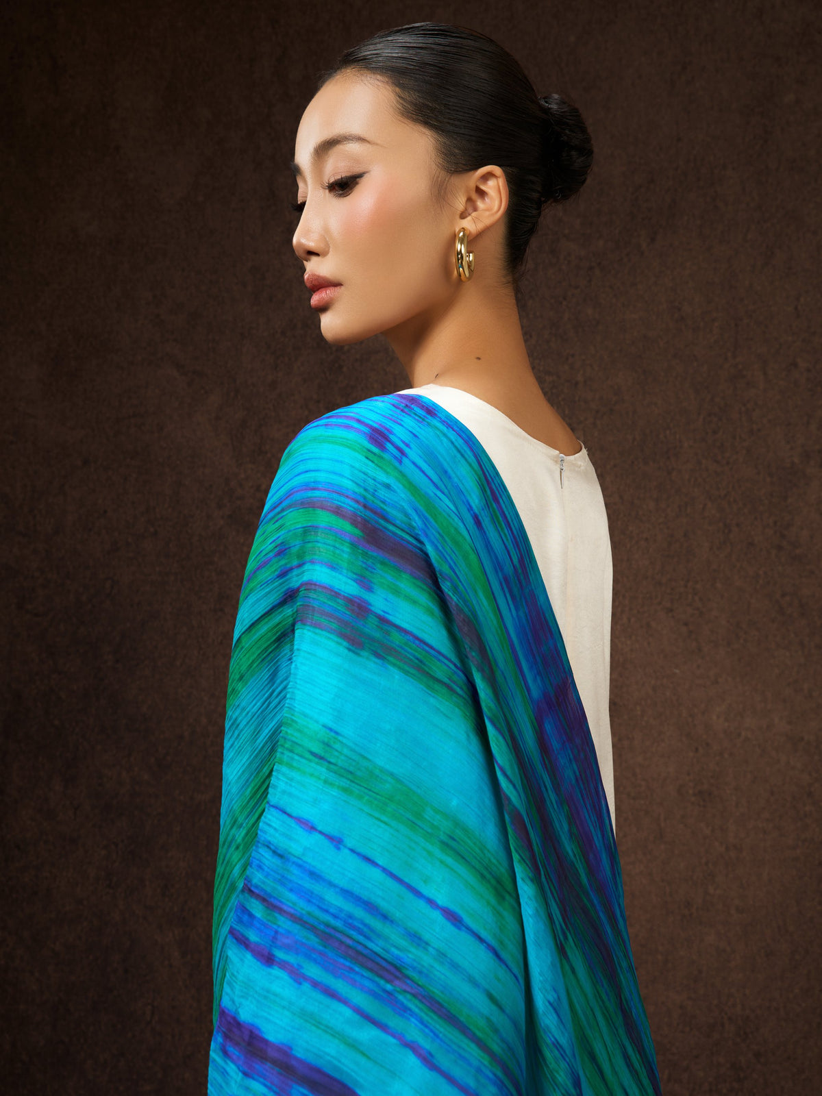Turquoise Peacock Brushstroke Scarf