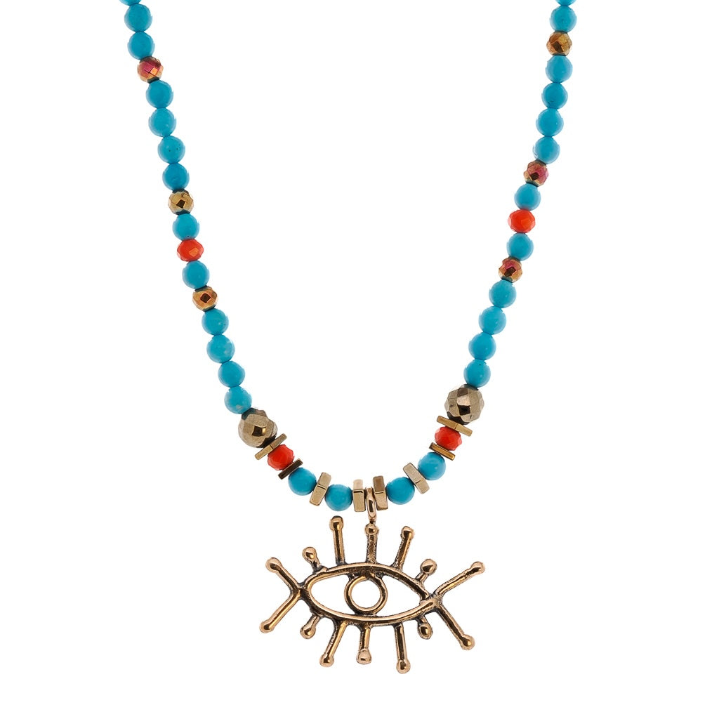 EBRU JEWELRY - Turquoise Evil Eye Necklace, buy at DOORS NYC