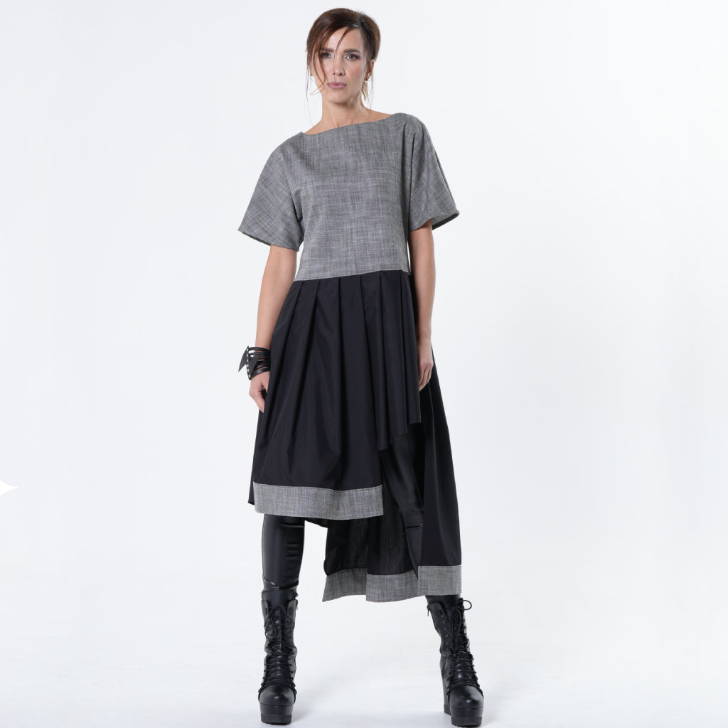 Two-Toned Asymmetrical Denim Tunic Dress