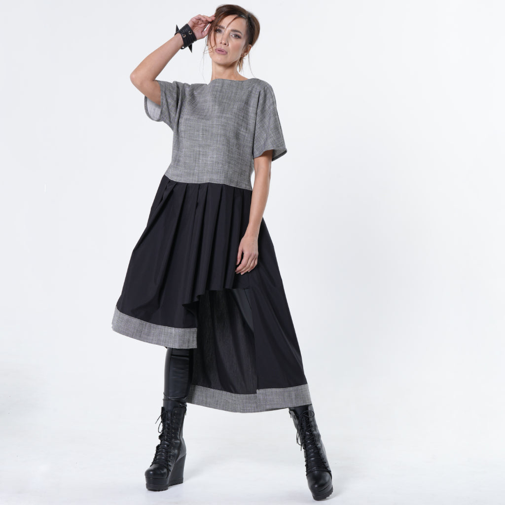 Two-Toned Asymmetrical Denim Tunic Dress