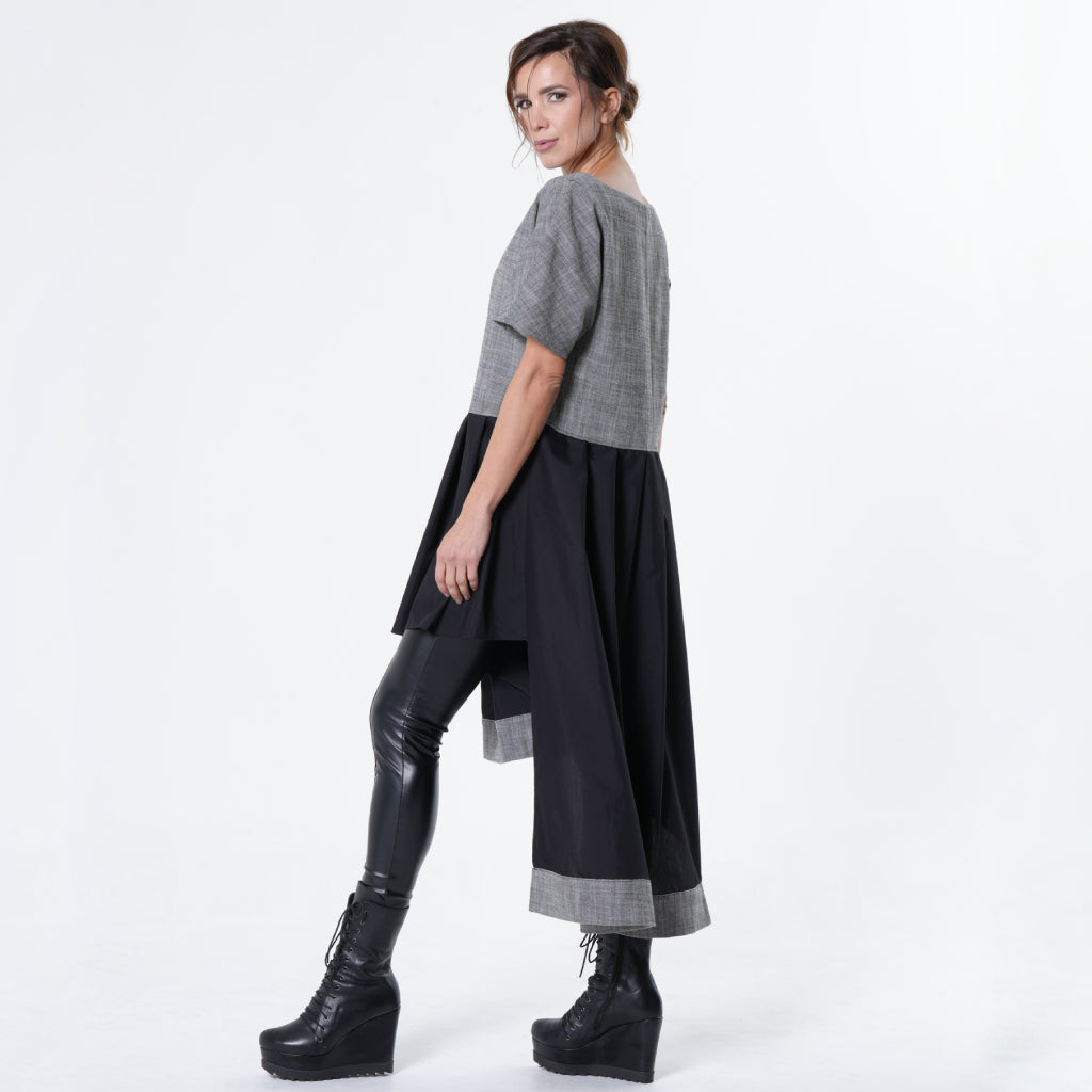 Two-Toned Asymmetrical Denim Tunic Dress