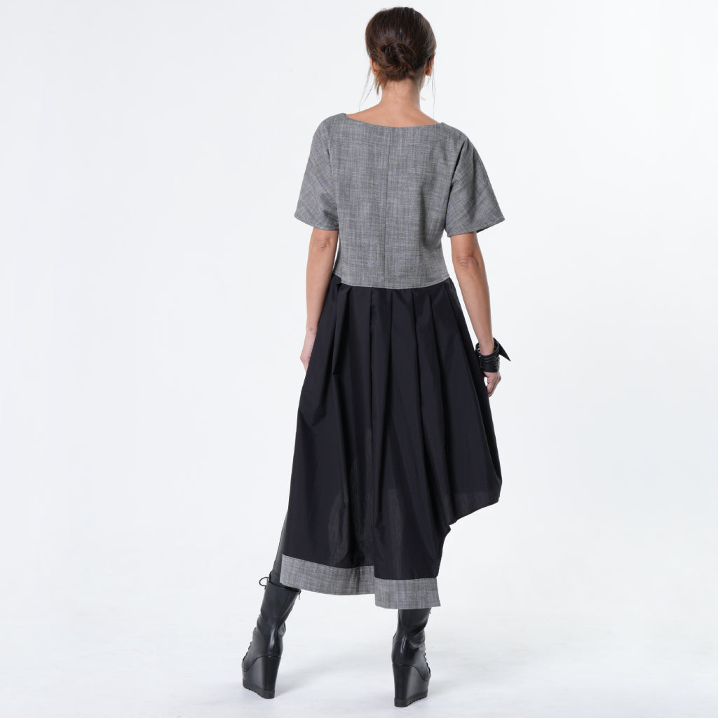 Two-Toned Asymmetrical Denim Tunic Dress