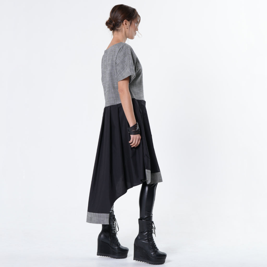 Two-Toned Asymmetrical Denim Tunic Dress