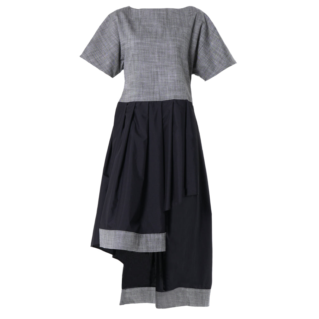 lea chiffon asymmetrical maxi dress Asymmetrical Chiffon Mini Dress Two-Piece with Draped Scarf – Polka S / Polka