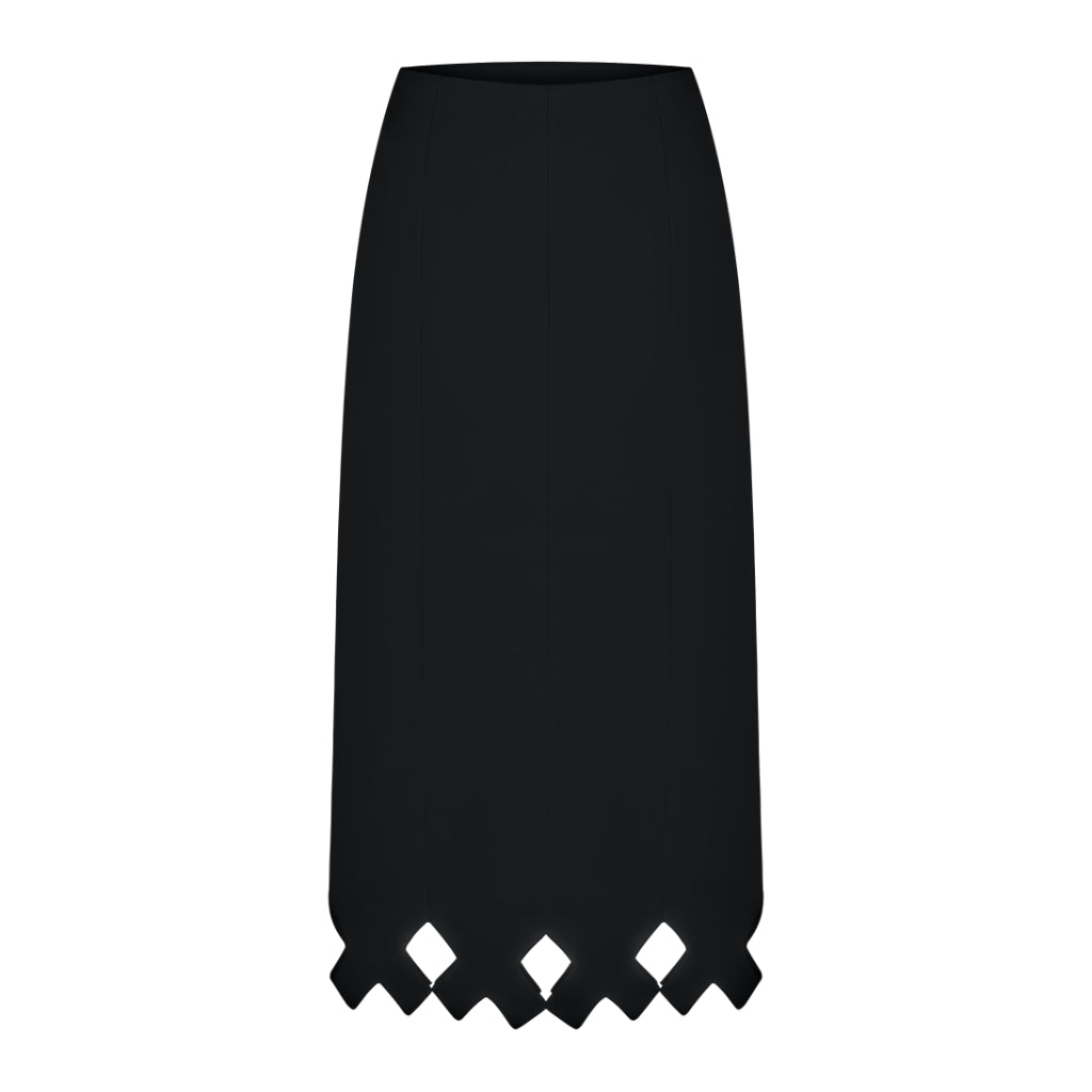 Tympan Straight Midi Skirt | Black