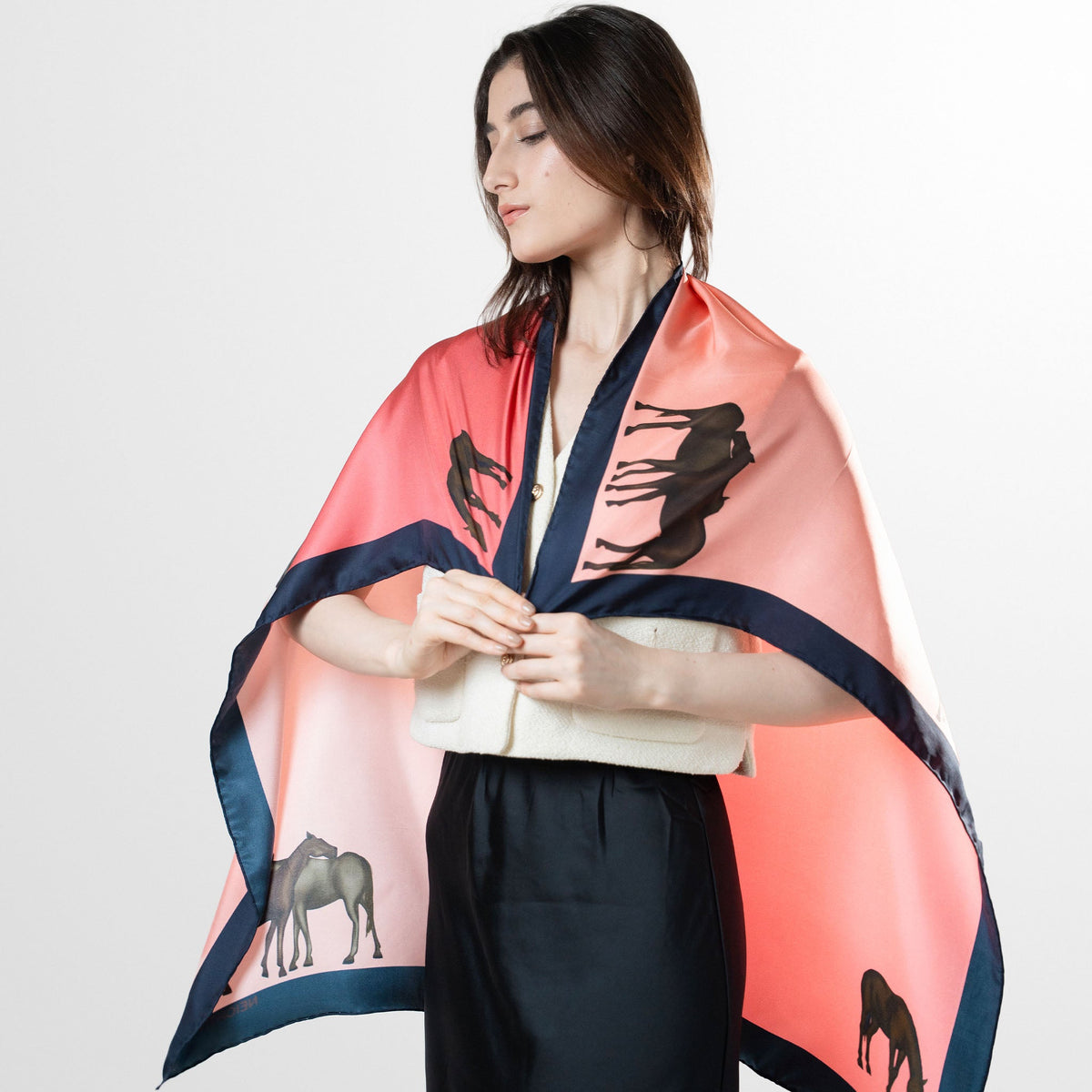 Under the Pink Large Scarf - model