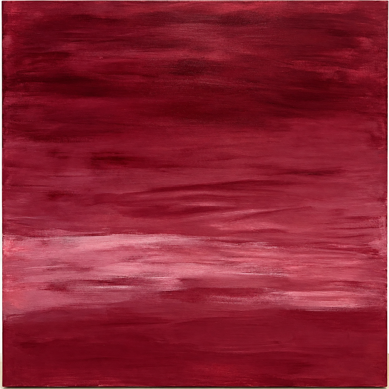 ALSU SHARM Unfold, abstract acrylic on canvas in layered shades of crimson red and pink, 30 x 30 in, buy contemporary art at DOORS NYC