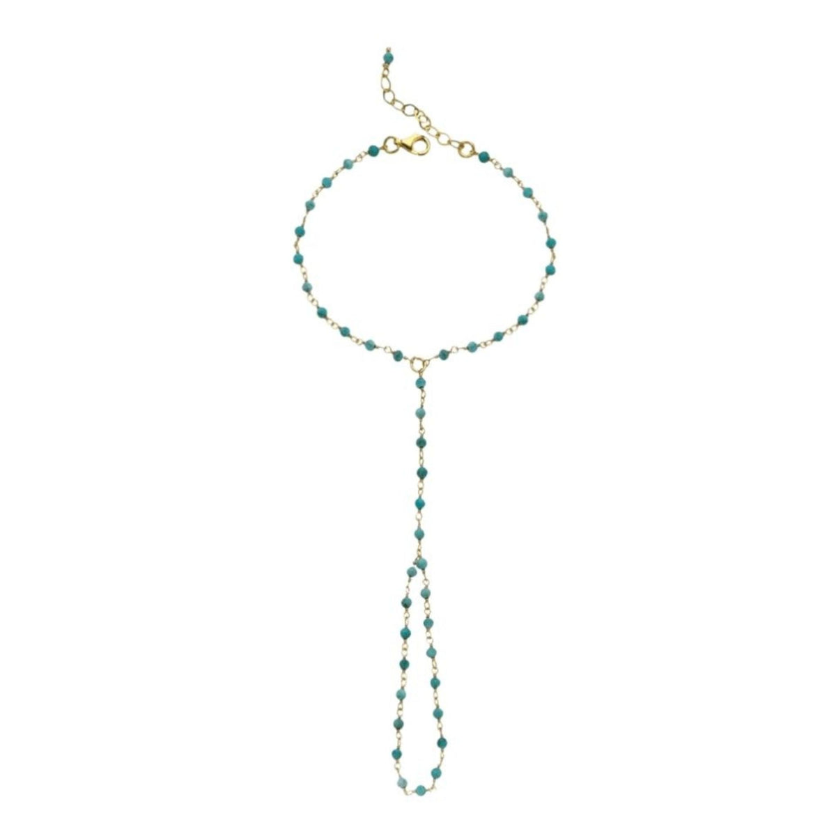 LINYA JEWELLERY - Nomi Turquoise Hand Chain Shahmaran Bracelet, buy at DOORS NYC
