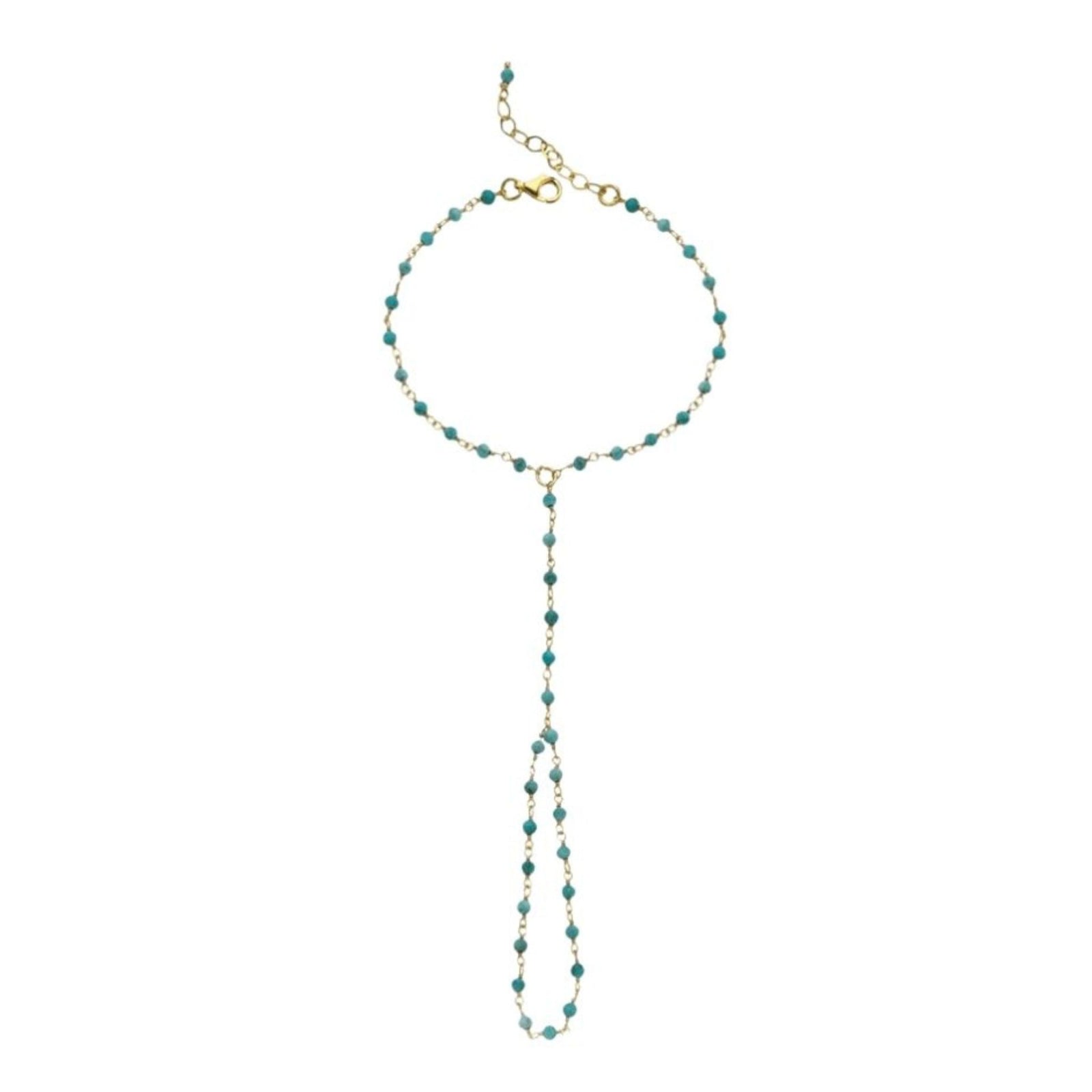 LINYA JEWELLERY - Nomi Turquoise Hand Chain Shahmaran Bracelet, buy at DOORS NYC