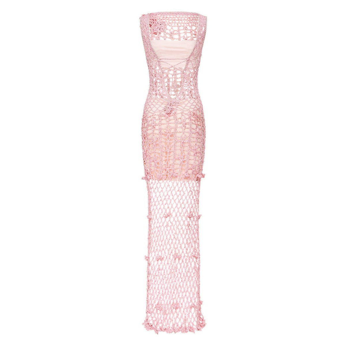 ANDREEVA - Pink Vanilla Handmade Maxi Crochet Dress, buy at DOORS NYC