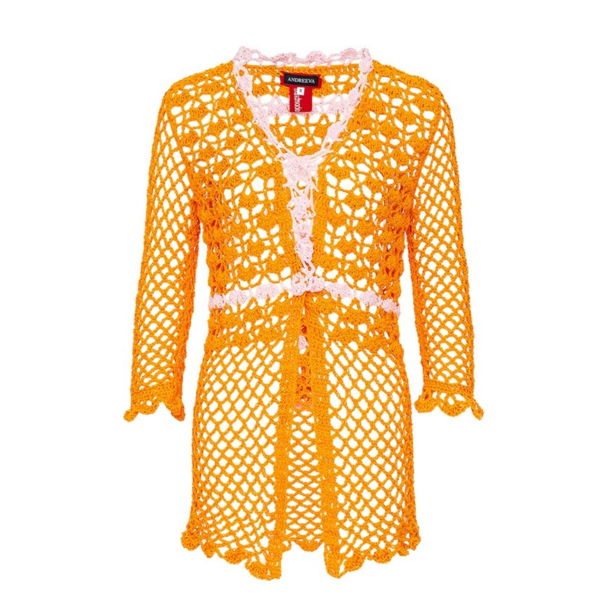 ANDREEVA - California Poppy Orange Handmade Crochet Shirt, buy at DOORS NYC
