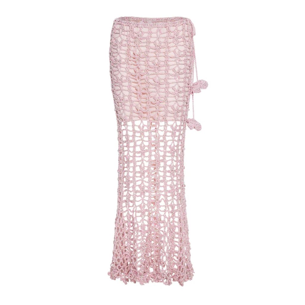 ANDREEVA - Pink Vanilla Handmade Knit Skirt buy at DOORS NYC