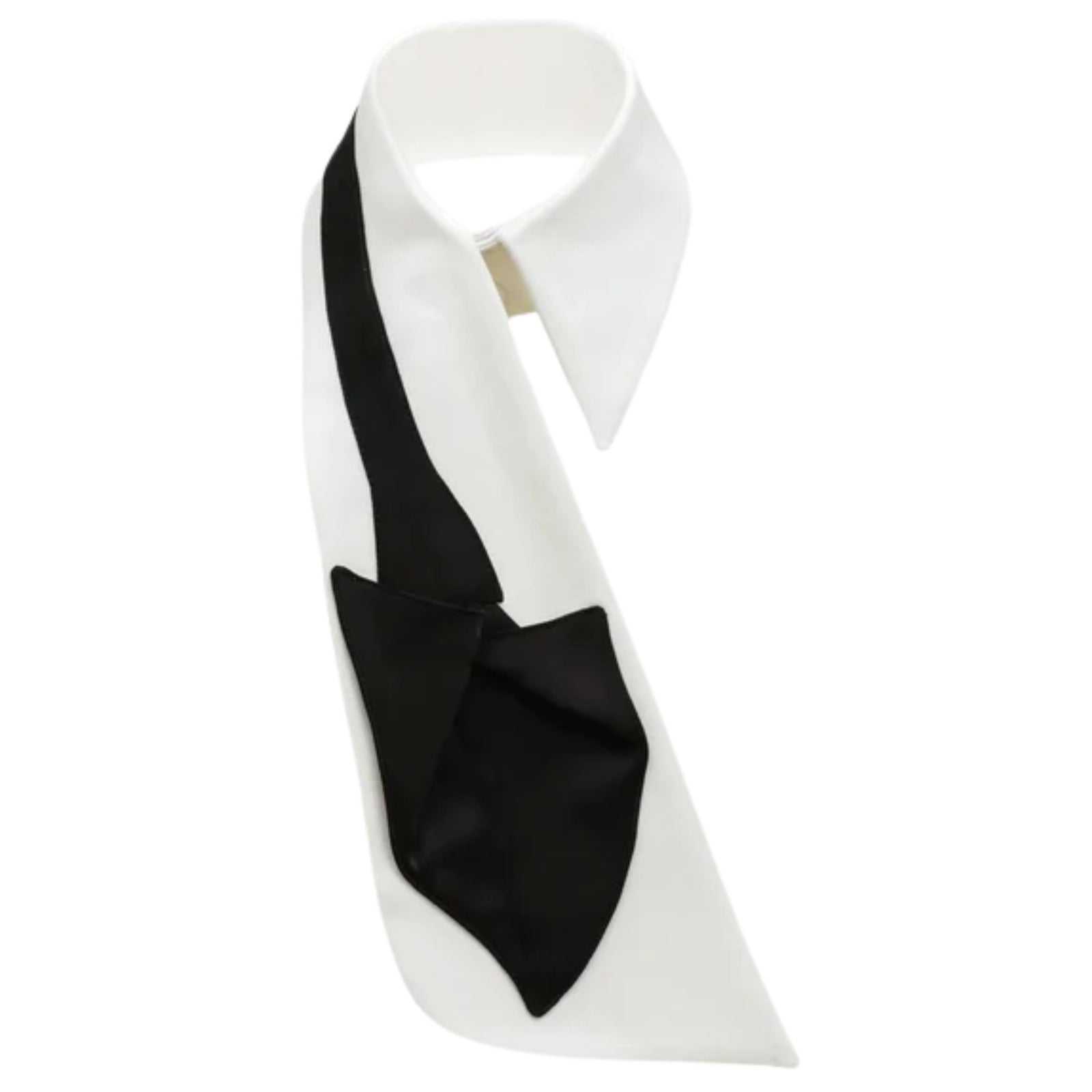 Detachable Shirt Collar With Sculptural Tie | White