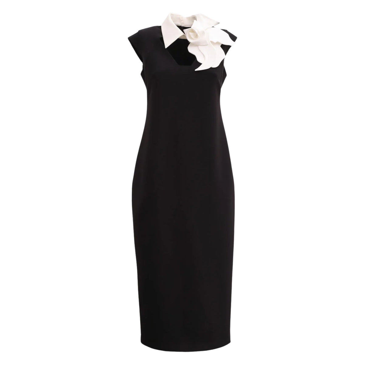 Modern Business Sheath Dress With Decorative Collar | Black