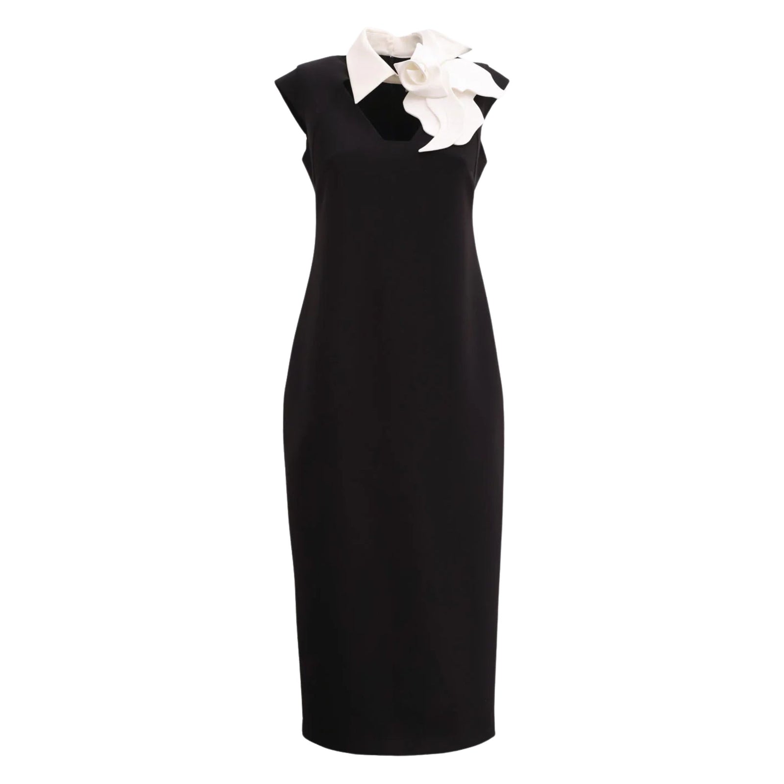 Modern Business Sheath Dress With Decorative Collar | Black