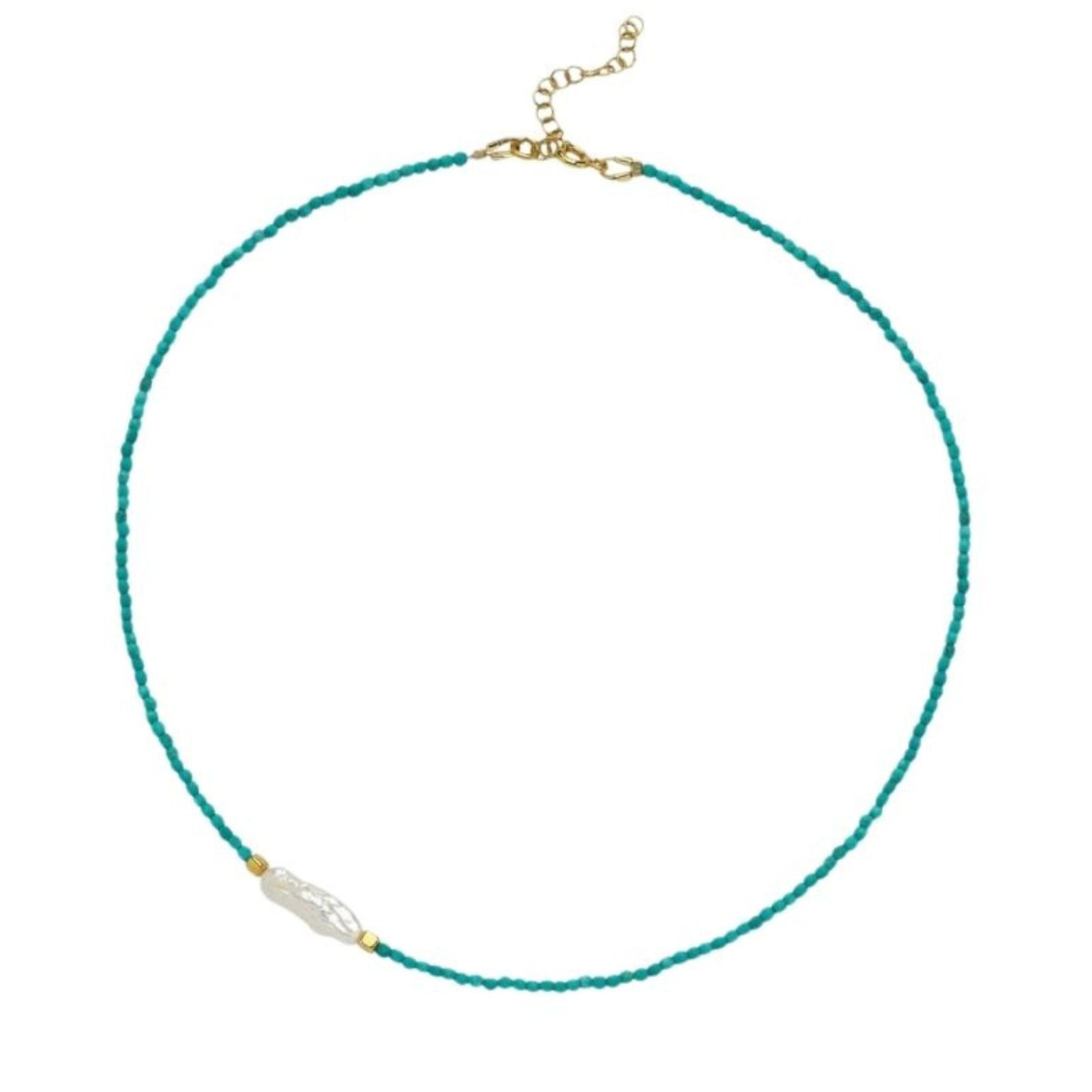 LINYA JEWELRY - Meg Turquoise Small Pearl Necklace, buy at DOORS NYC