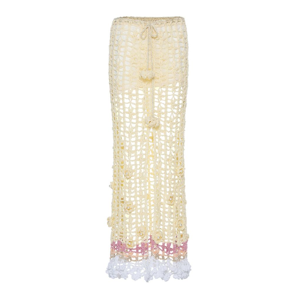 ANDREEVA - Vanilla Multicolor Handmade Crochet Skirt buy at DOORS NYC