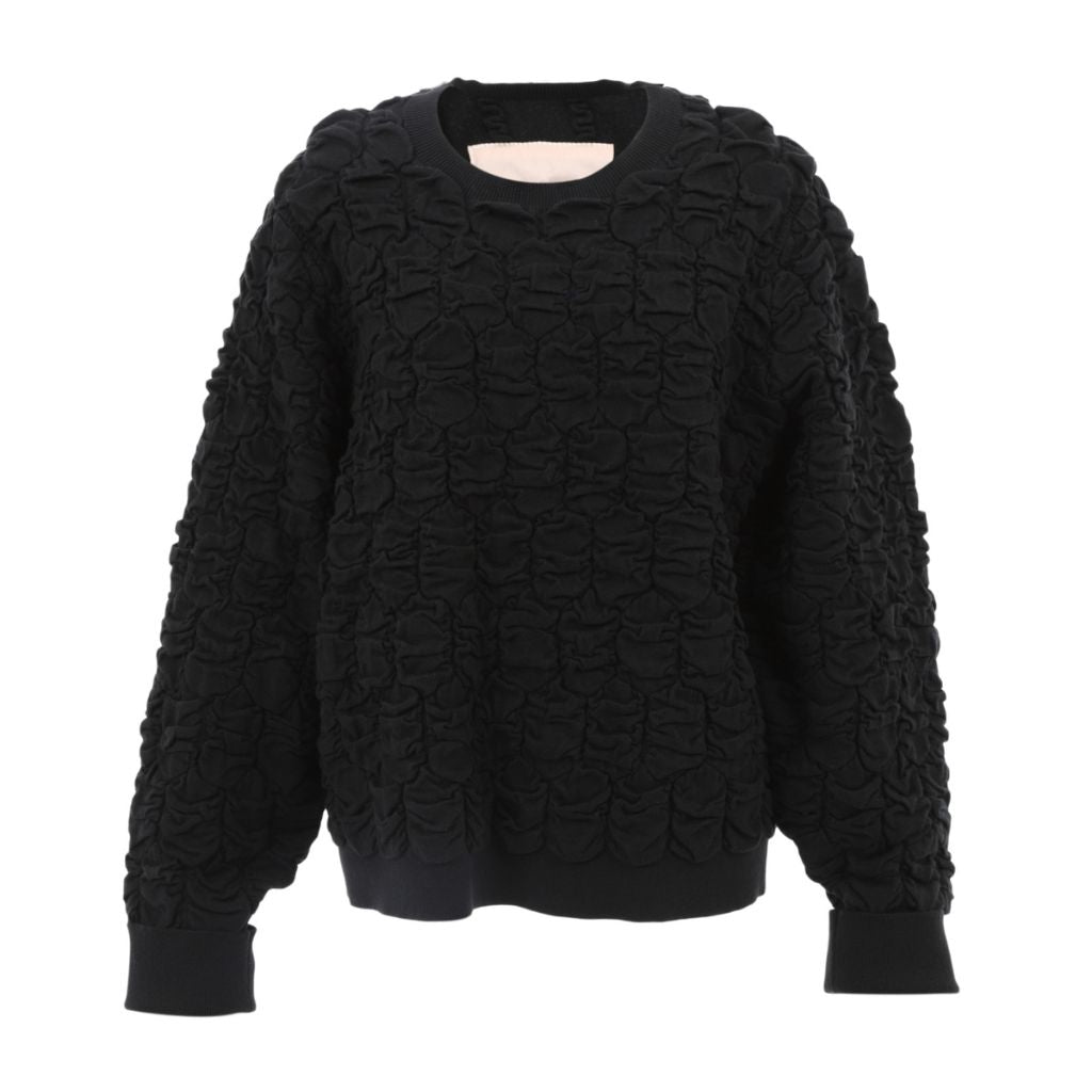 TINY DINOSAUR - Shrink Knit Crew Neck Sweater | Black buy at DOORS NYC