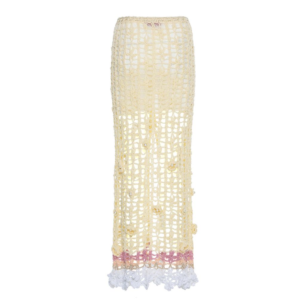 ANDREEVA - Vanilla Multicolor Handmade Crochet Skirt buy at DOORS NYC
