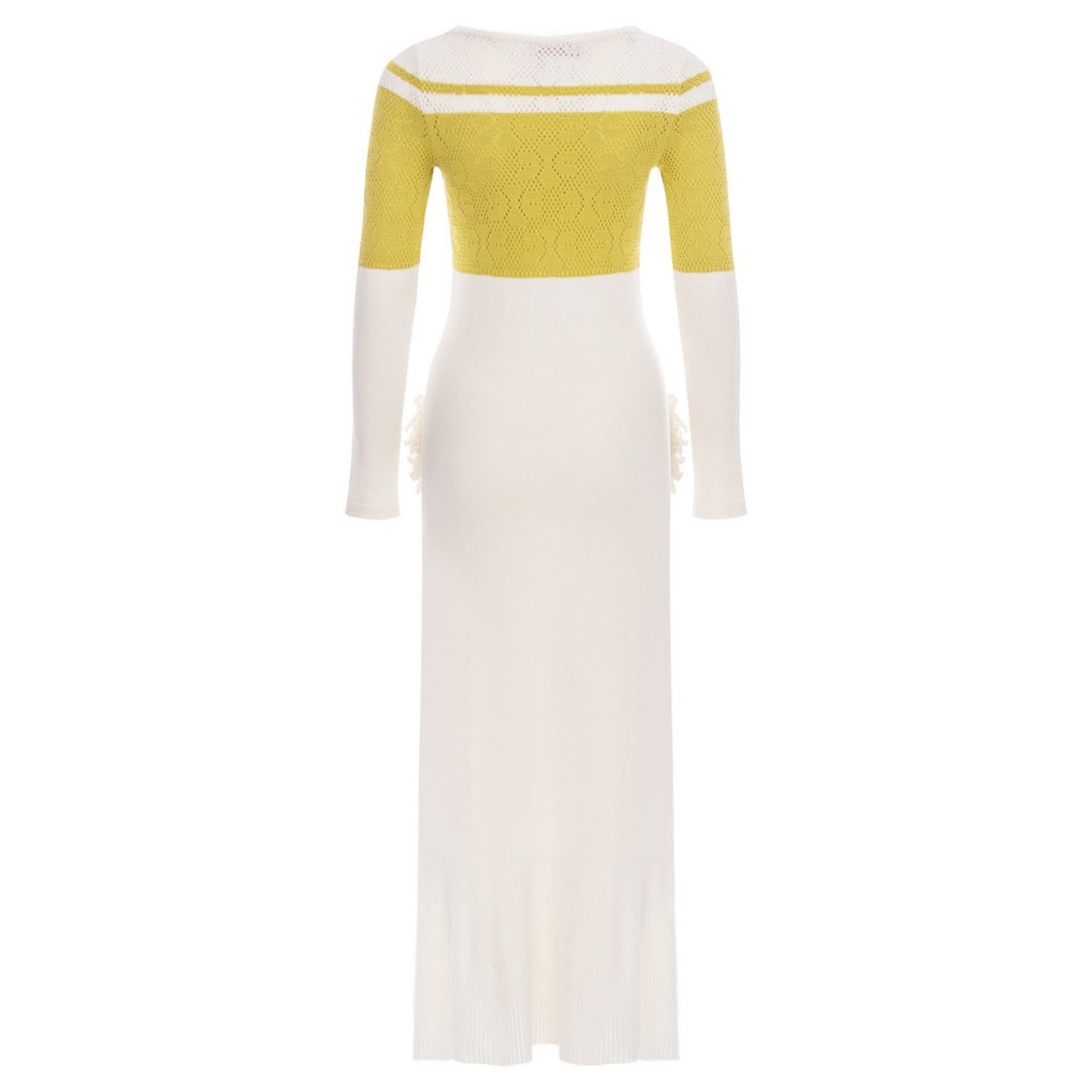 ANDREEVA - Chrysanthemum White Knit Midi Dress with Swarovski Details, buy at DOORS NYC