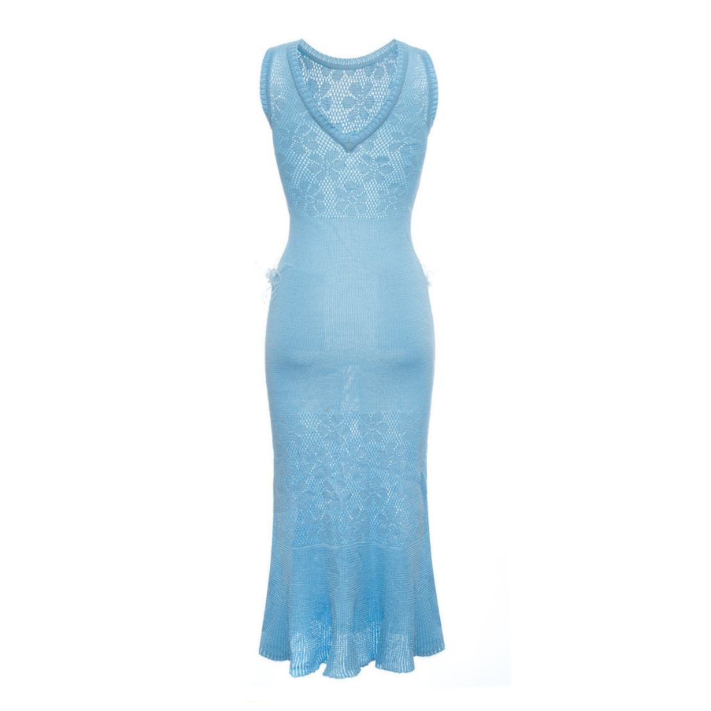ANDREEVA | Blue Rose Knit Dress M / Blue / Knit ANDREEVA | Blue Rose Knit Dress M / Blue / Knit
